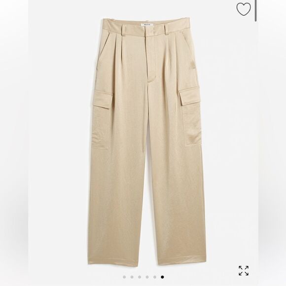 Madewell Pants - Madewell High-Rise Straight Cargo Trousers in Satin